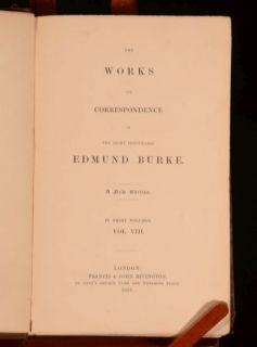 1852 8 vols The Works and Correspondence of Edmund Burke Complete Set