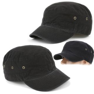 Cadet Box Black Military Vintage Look Army Hat Camo s M L XL Sized Cap 