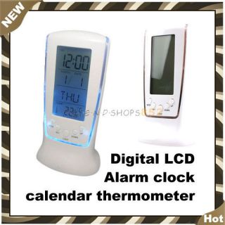 New Digital LCD Alarm LED Clock Calendar Thermometer