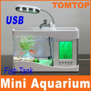   LCD Desktop Fish Tank Aquarium Clock Timer Calendar LED Light