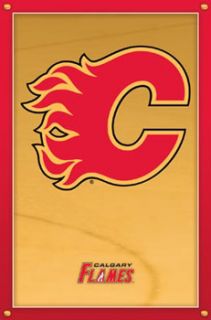 calgary flames hockey official nhl team logo poster