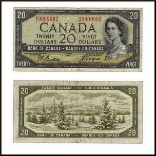 Bank of Canada 1954 Devil Face $20 00 Paper Money BC 33B Beattie Coyne 