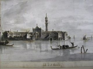 18th Cent Old Master Drawing Isola Di Secondo Venice