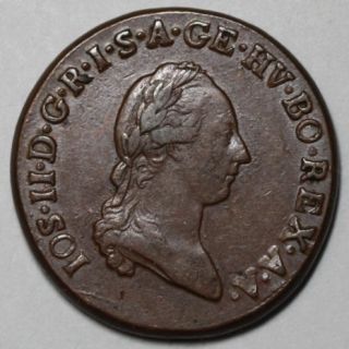 1790 s Austria Copper 1 Kreuzer Emperorjosef II Schmollnitz Hungary 