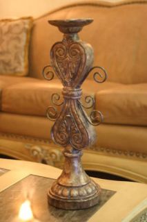 Tuscan Old World Pillar Candle Holder Home Accent Decor