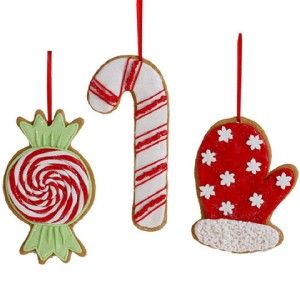 NEW RAZ Candy Cane Mitten & Candy Christmas Cookie Orns s3 GJ 3116375 