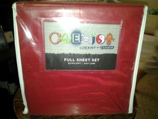 NEW COEXIST by Cannon Microfiber Sheet Set Full Size Red NIB