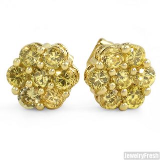 Canary 18K Gold Finish Cubic Zirconia Large Cluster Stud Earrings 