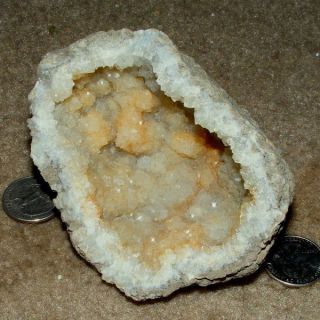 LARGE CITRINE CRYSTAL CALCITE ROUGH GEODE CRAZY COLOR DESIGNS DISPLAY 