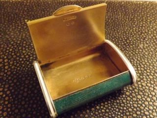  Solid Silver Gilt Enamel Vesta Case Form of Snuff Box Callow