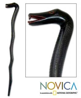 Wise Serpent Carved Wood Walking Stick Snake Cane Africa Original Art 