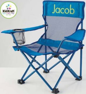   Camping Outdoor Chair w Cup Holder Kids Childs Blue Furniture