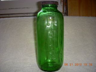 Antique Vintage 32 oz Green Water Juice Bottle Glass