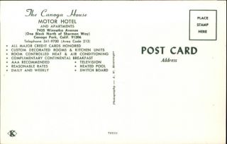 Canoga Park CA The Canoga House Motor Hotel Postcard