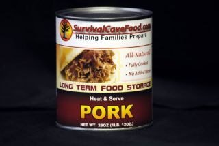 Survival Cave Food Canned Meat One 28oz Can of Pork
