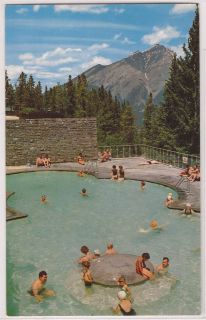    Park Canada Postcard Upper Hot Springs Pool People Scene c1960s