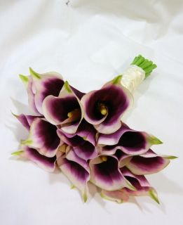  Silk Purple Picasso Calla Lily Bridal Bouquet Wedding Flowers