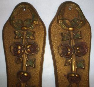 Antique Barbola Gesso Wood Pair Sconces Candle Holders