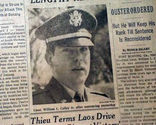 My Lai Massacre William Laws Calley Life Sentence Vietnam War 1971 NYC 