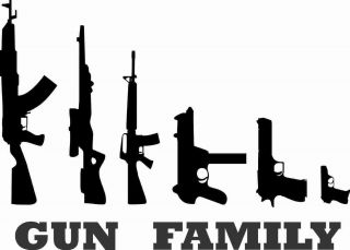My Gun Family Funny Car Window White Vinyl Decal Sticker