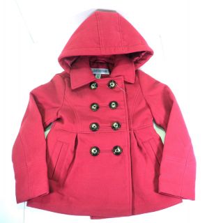 Girls 7 8 Fuchsia Pink London Fog Hooded Pea Coat Jacket MSRP $95 