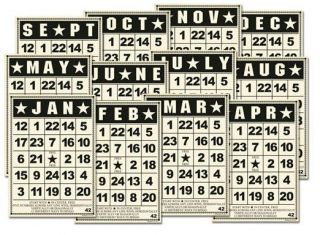 Jenni Bowlin BC703 Bingo Cards Calendar Size 7 x 5 New