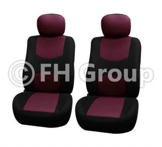 FH FB050114 Flat Cloth Car Seat Cover w 4 Headrest Burgundy