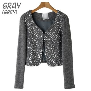 Sequined Spangle Cardigans Sweaters Jackets Women   3 Colours, Gray 