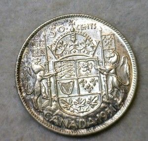 Canada 50 Cents 1951 Choice BU Silver Canadian Coin