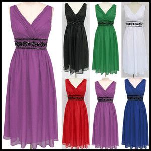   Neck Beaded Bridesmaid Cocktail Party Prom Dress Free Shipping