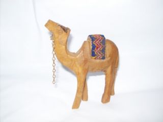 carved wood wooden camel figurine
