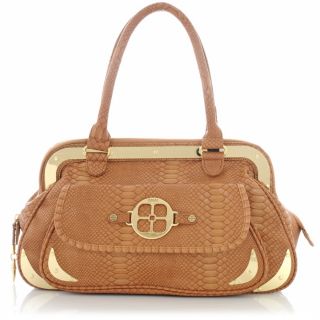 IMAN Global Chic Arm Candy Python Embossed Satchel with Metal Camel 