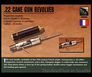 22 Cane Gun Revolver Atlas Classic Firearms Gun Card