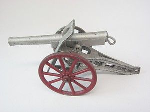 Lead Toy Military Soldier Vintage Cannon Pull Mechanism 4 Adjustable 