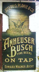 Antique Anheuser Busch Tavern Beer Sign 1890 Painted Wood Americana 
