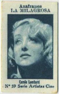 Carole Lombard Vintage Movie Star Paper Stock Trading Card from Spain 