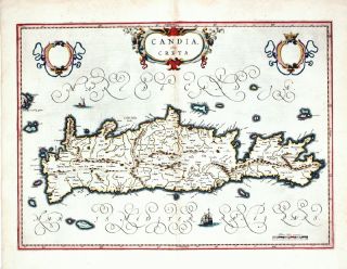 Antique Map Candia Crete Greece Blaeu 1640