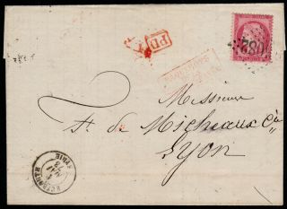 French Po in The Levant 1873 Cover from Beirut to France