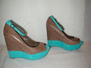 Jessica Simpson $98 Carrack Open Toe Leather Wedge Platform Shoe 