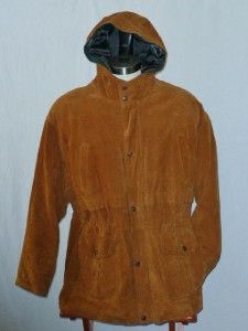 Wilsons Vtg Suede Leather Padded Flannel Plaid Hooded Barn Field 