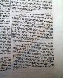 Early Mormons Carthage IL Illinois Trial 1845 Newspaper