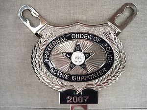 2007 Fraternal Order of Police Organization Car Badge Shield Active 