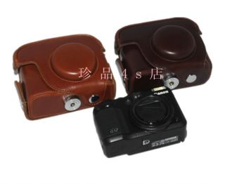 Leather Case Bag for Canon PowerShot G11 G12 Dark Brown