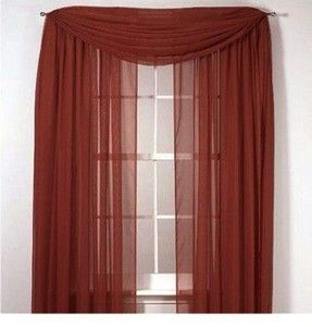 Brick 1 Pcs Crushed Sheer Voile Window Panel Scarf Valance Curtain 