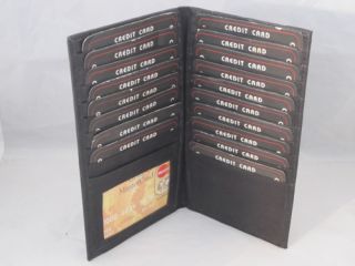 CREDIT CARD HOLDER TALL WALLET GENUINE LEATHER BLACK NEW HOLDS 18 