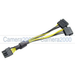 2X Molex IDE to 8 Pin PCIe VGA Card Power Cable Adapter
