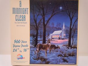 500 Piece Jigsaw Puzzle A Midnight Clear Deer Near Woodland Church