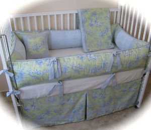 Lime Central Park Toile Nursery Baby Crib Bedding Set