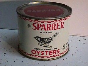 12 OZ SPARRER BRAND OYSTERS TIN OYSTER CAN SPARROW BIRD GRAPHICS 