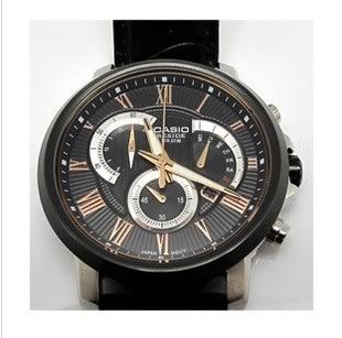 Casio Beside Chronograph Black Leather Band BEM 506CL 1 Black Watch 